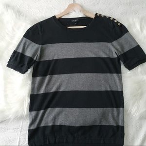 Ann Taylor Stripe Gold Button Knit Top